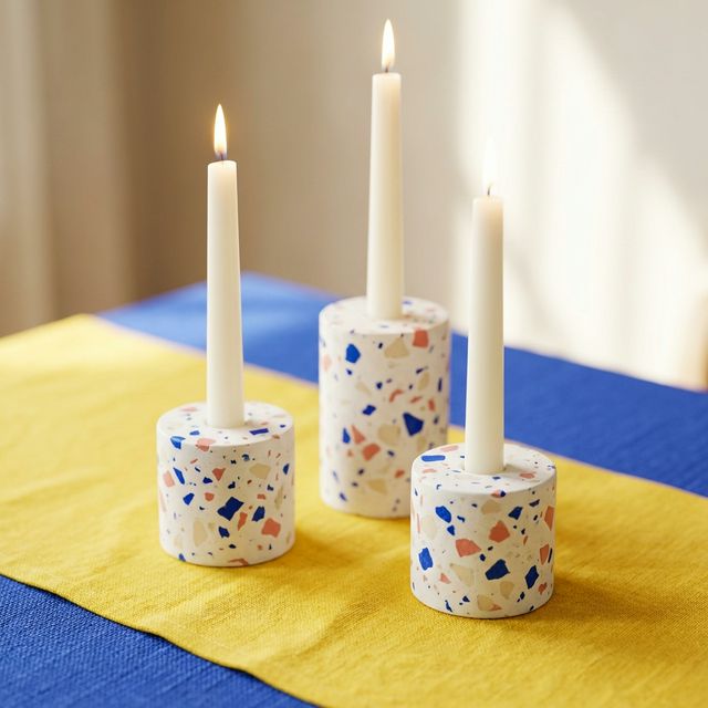 Terrazzo candle holders