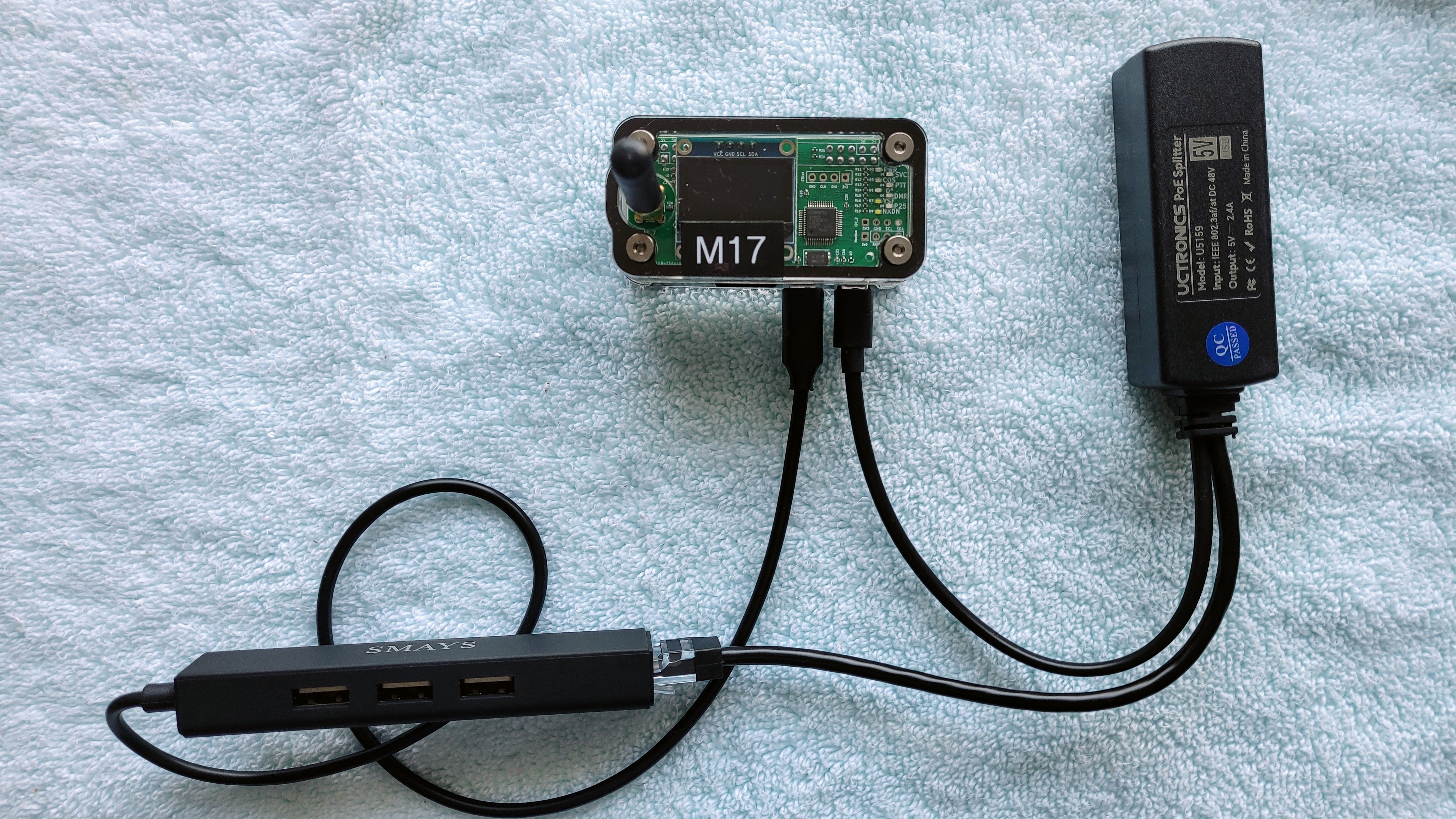 PoE splitter attached to hotspot