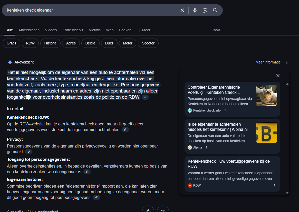 AI Overview resultaten in Google zoekresultaten