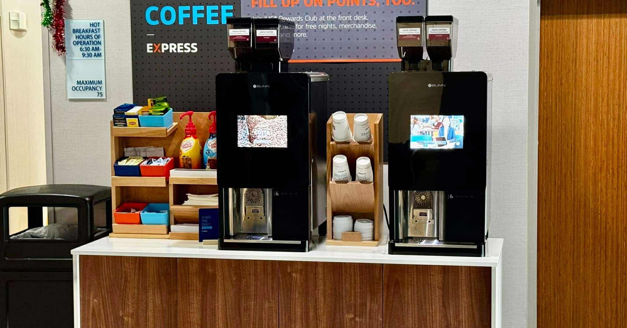 Coffee station at the Holiday Inn Express in Palm Bay, where October’s “Coffee with the City Manager” will be held.