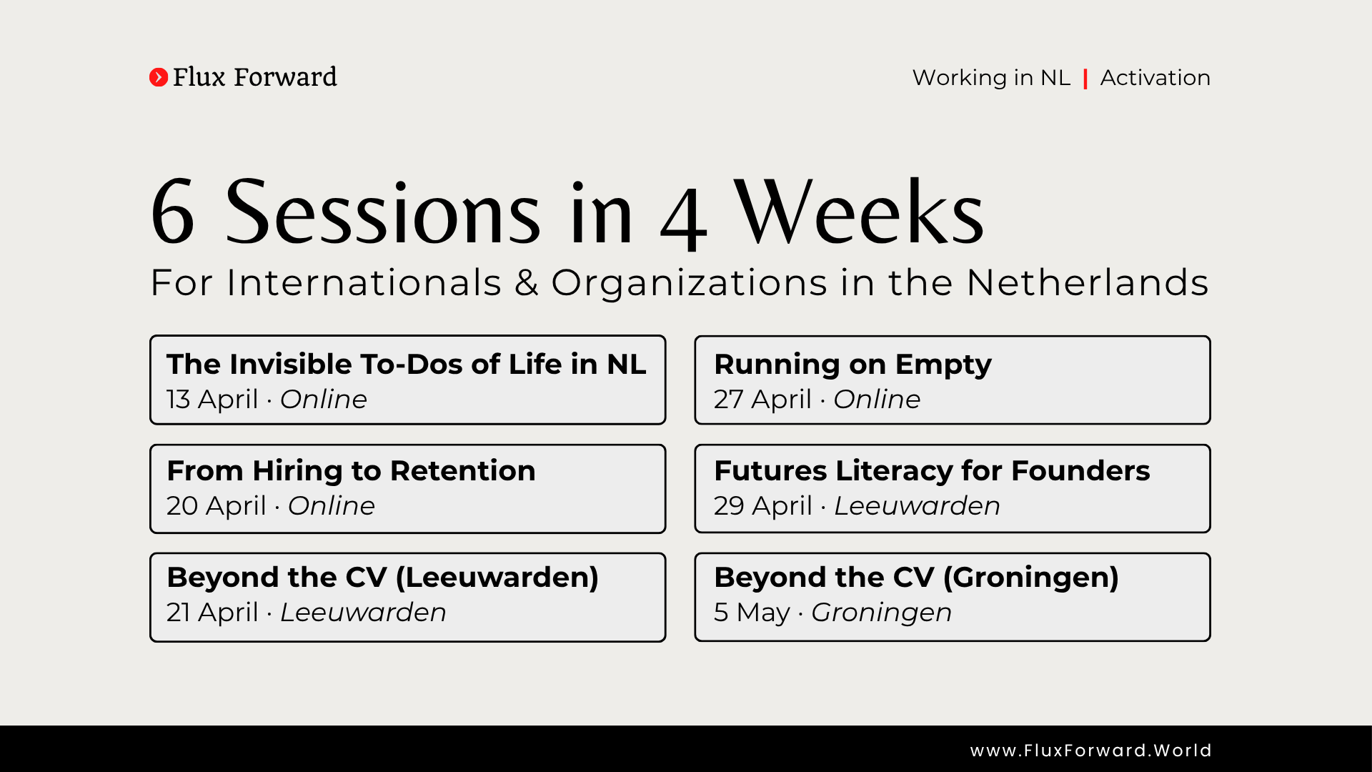 6 Sessions in 4 Weeks for Internationals in NL cover image