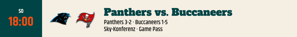 Panthers vs. Buccaneers, Sonntag 18:00 Uhr
