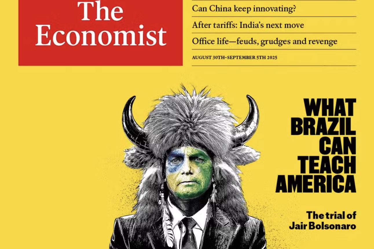 Bolsonaro na capa da The Economist: Brasil como lição de democracia em meio a tensões com os EUA