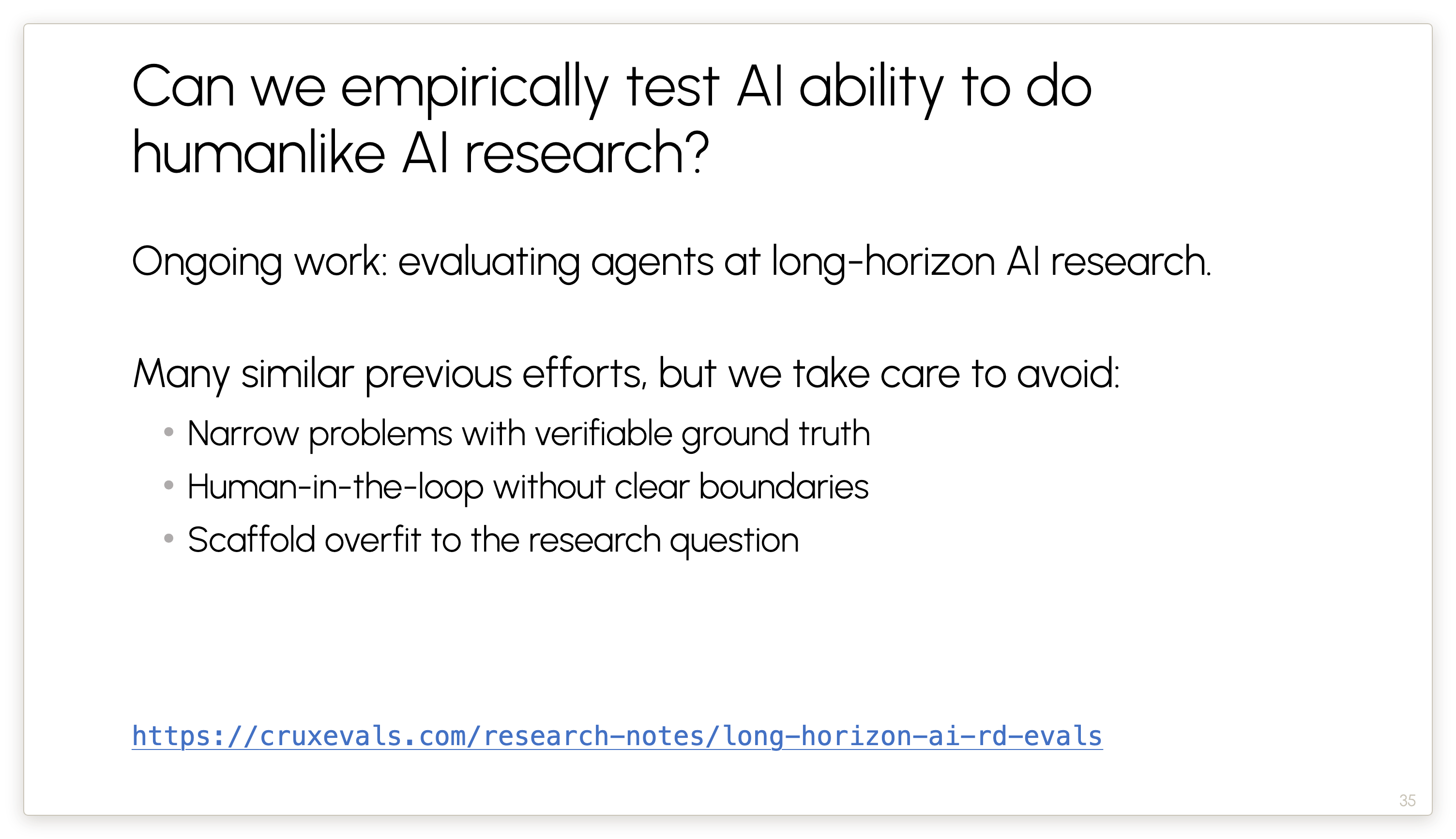 Can we empirically test AI ability to do humanlike AI research?
