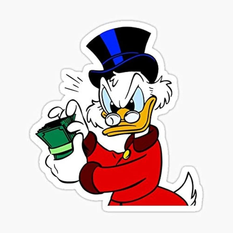 Scrooge Mc Duck counting his money. Scrooge Mc Duck counting his money.