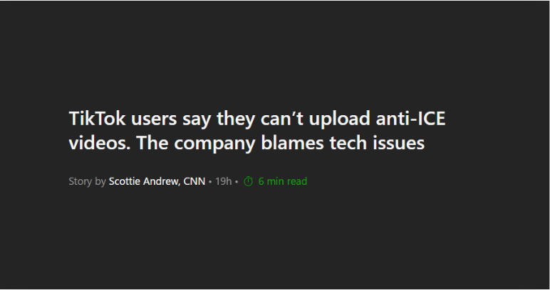 TikTok users say they can’t upload anti-ICE videos. The company blames tech issues