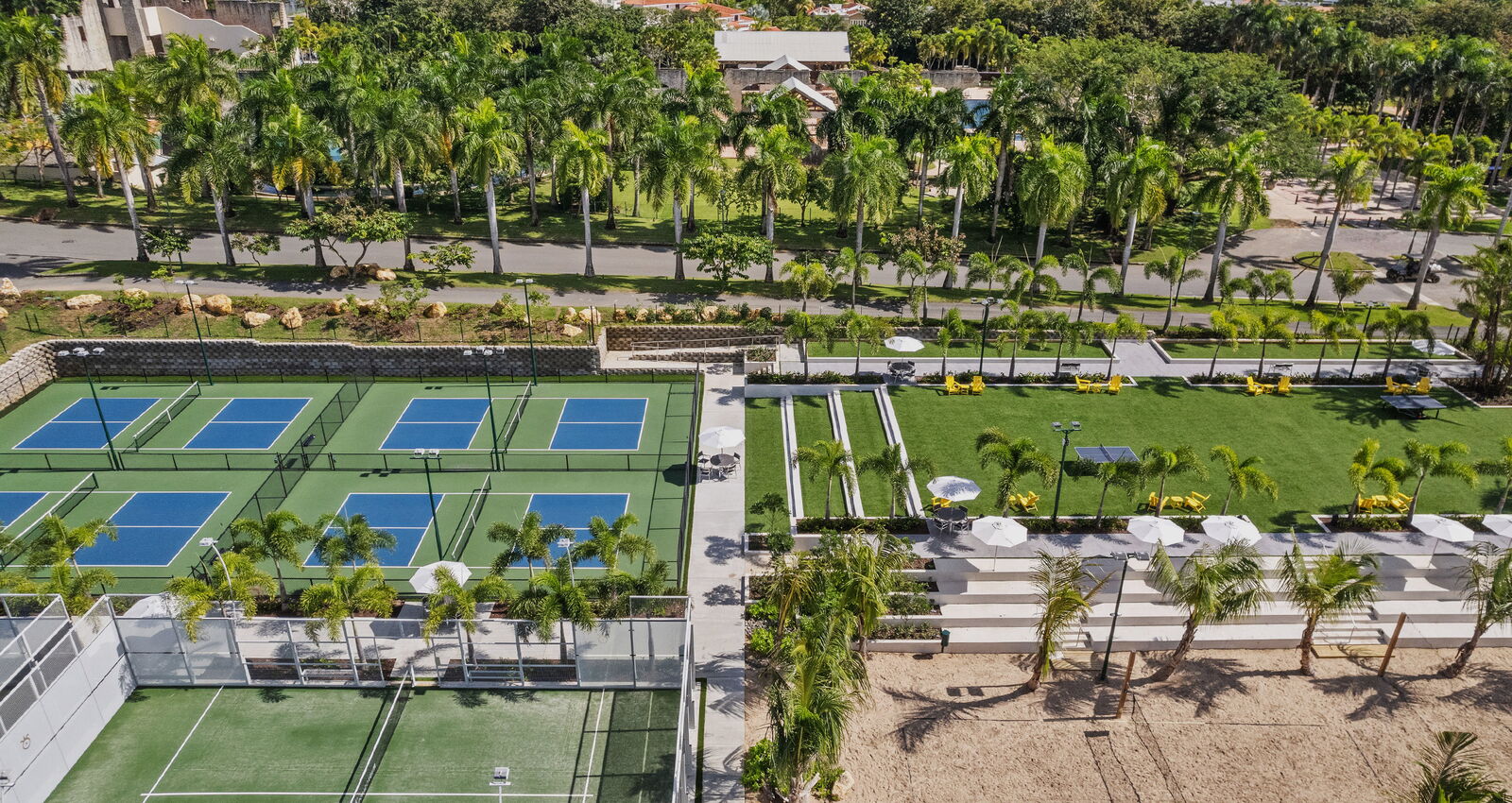 Padel, pickleball, and tennis courts at the Racquets Hub at the Dorado Beach Resort