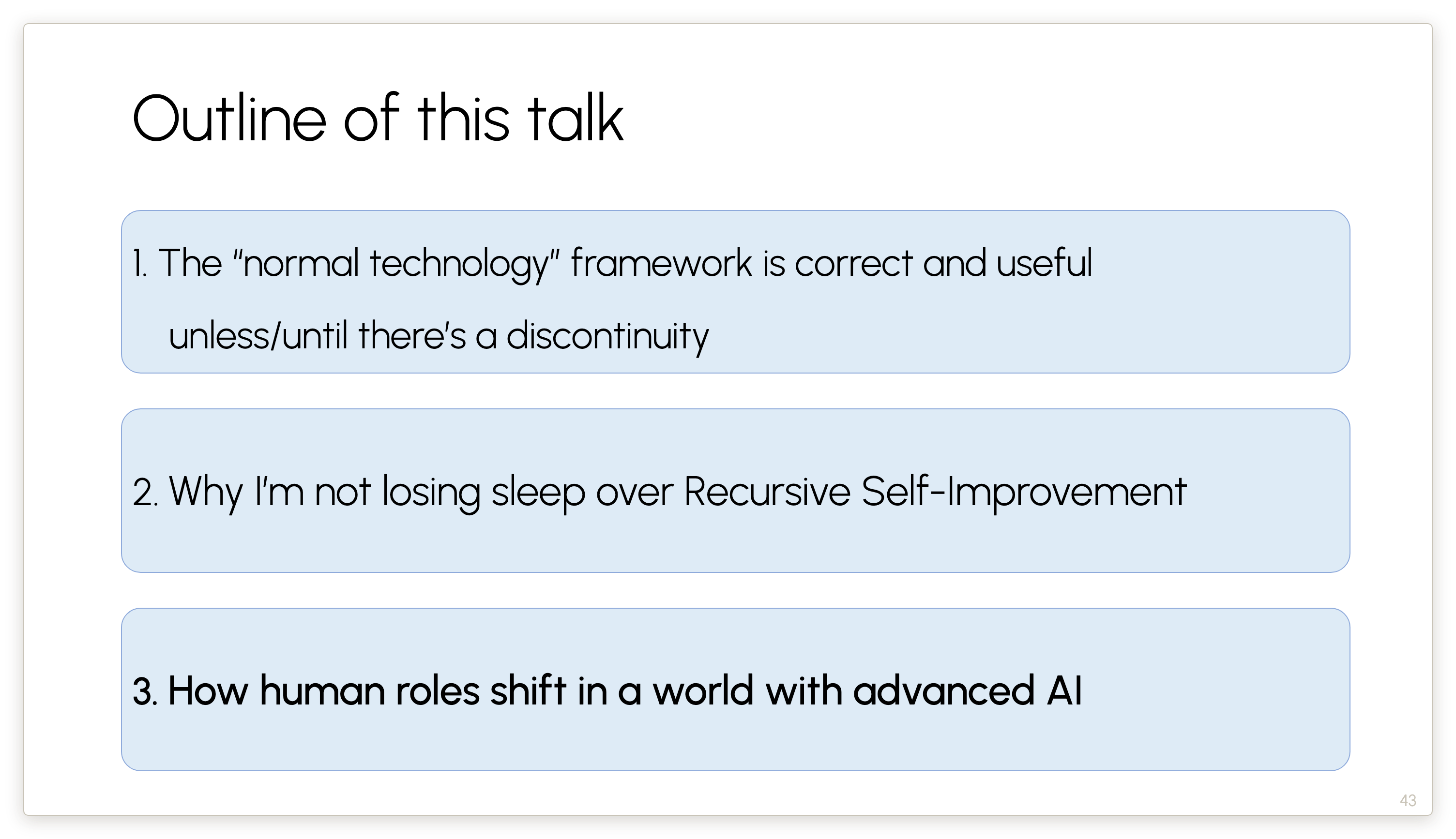 Outline of this talk