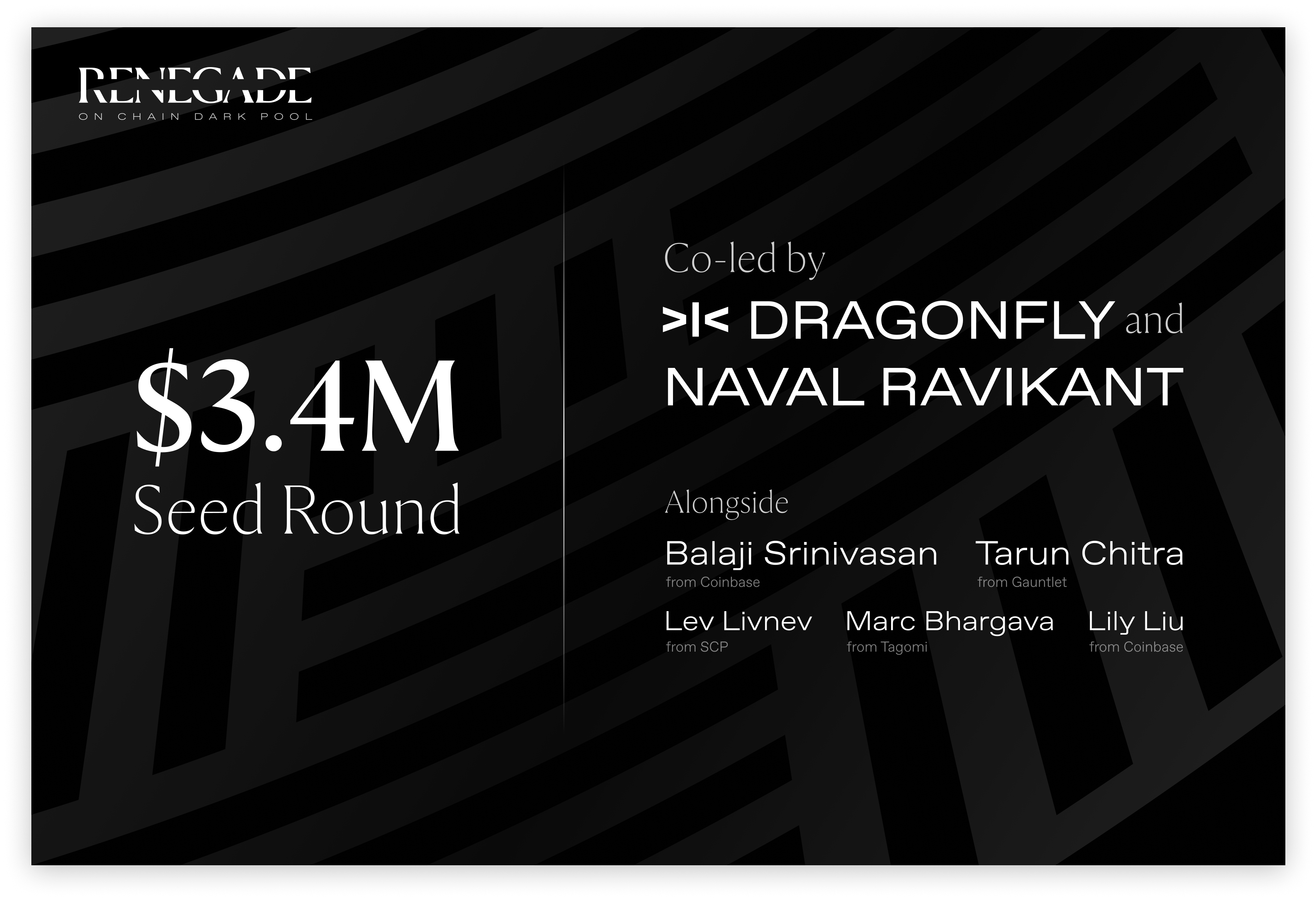 Renegade Raises $3.4M from Dragonfly - by Chris Bender