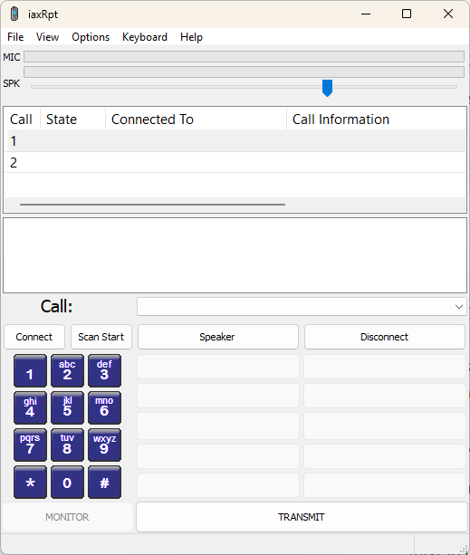 Opening screen with no node information shown