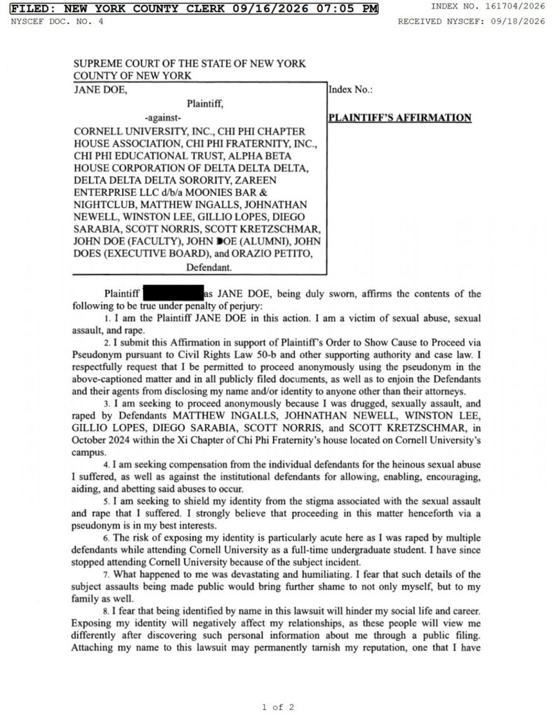 A DMCA complaint on LucyCraig.blog attributed to Jane Doe accuser Lucy Craig's attorney reveals Thomas Giuffra’s Cornell Seven Gambit.