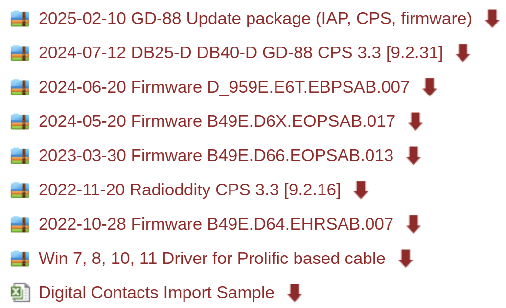 Firmware releases available for the GD-88 radio