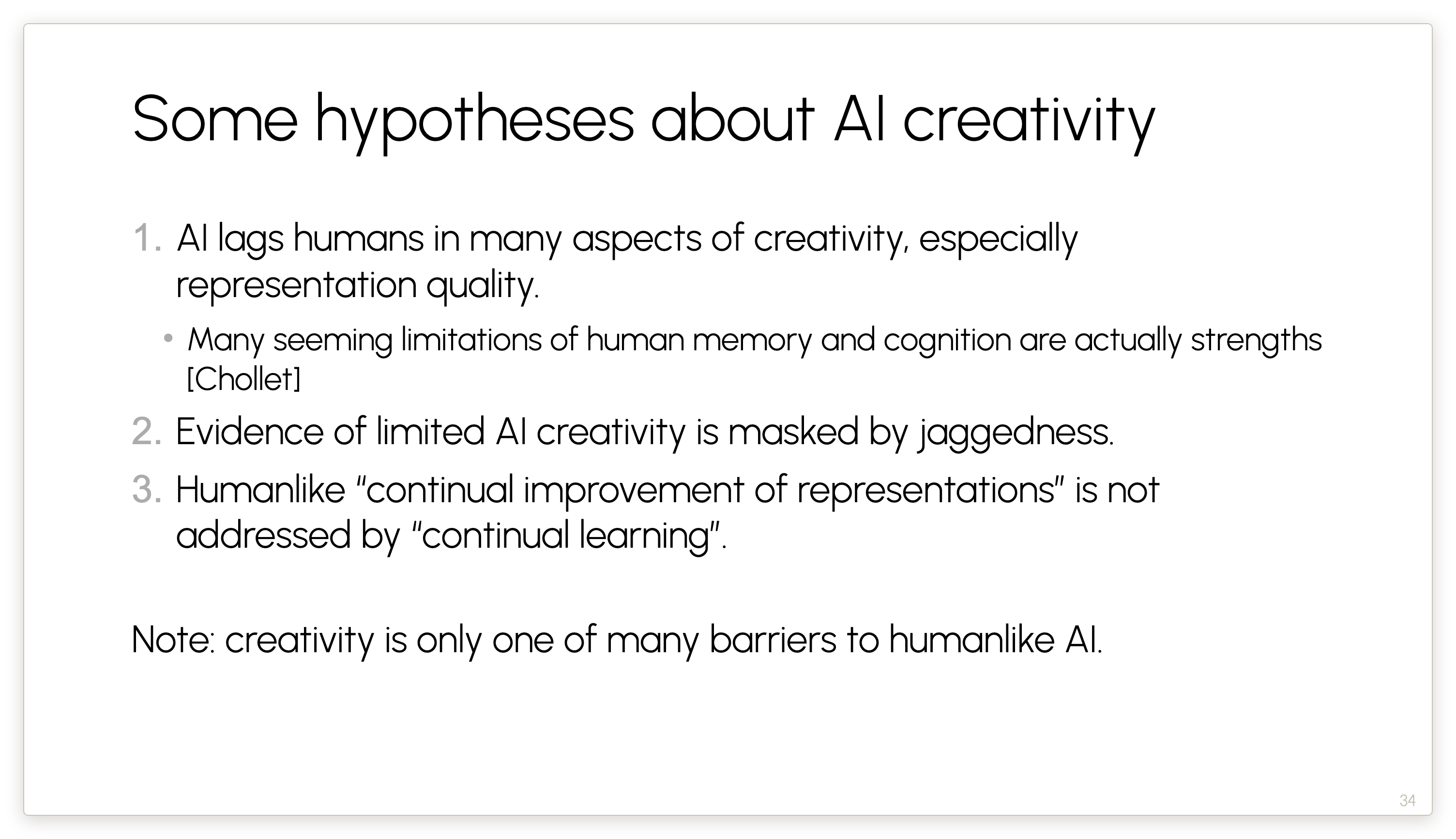 Some hypotheses about AI creativity