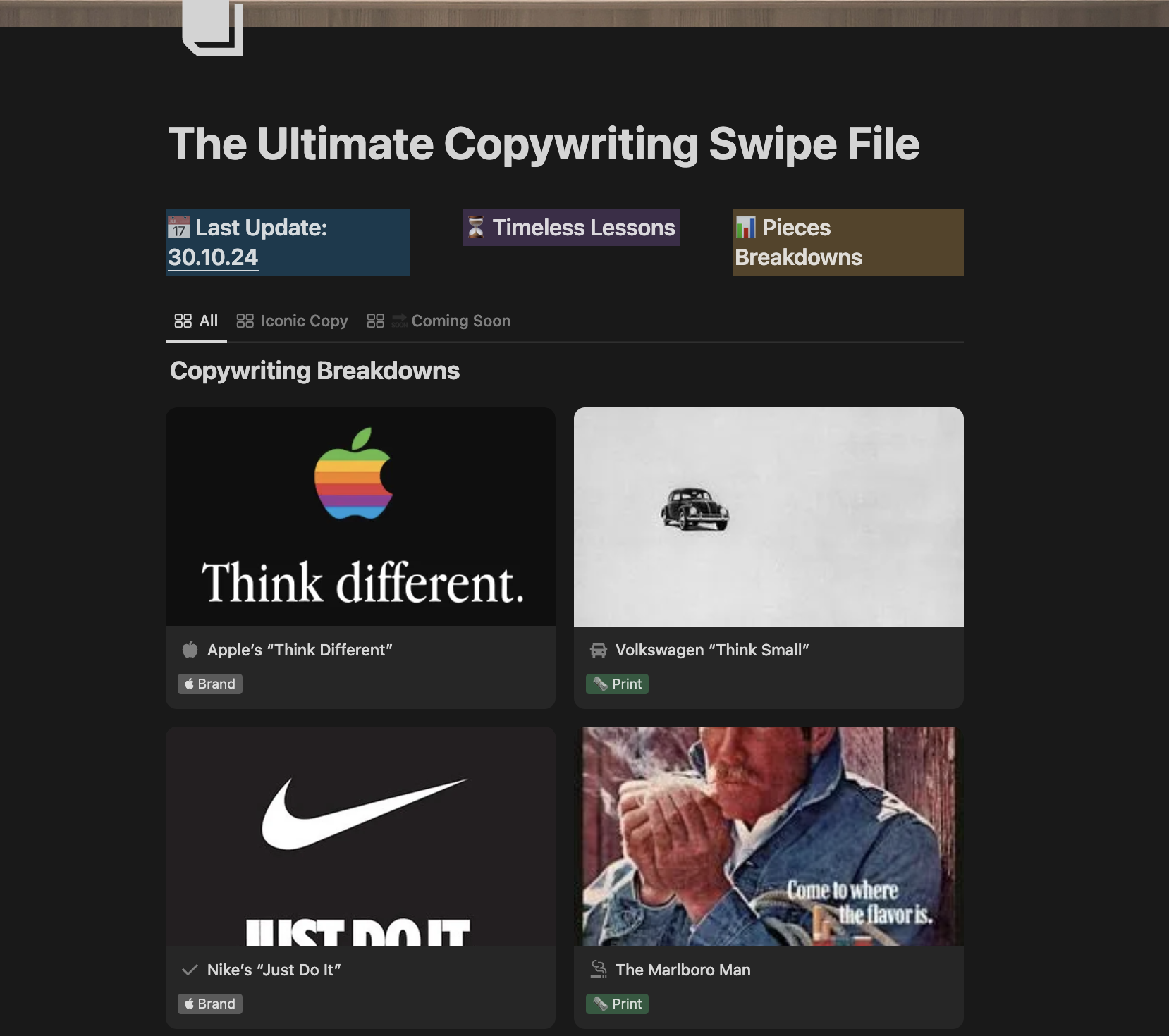 My Personal Copywriting Swipe File