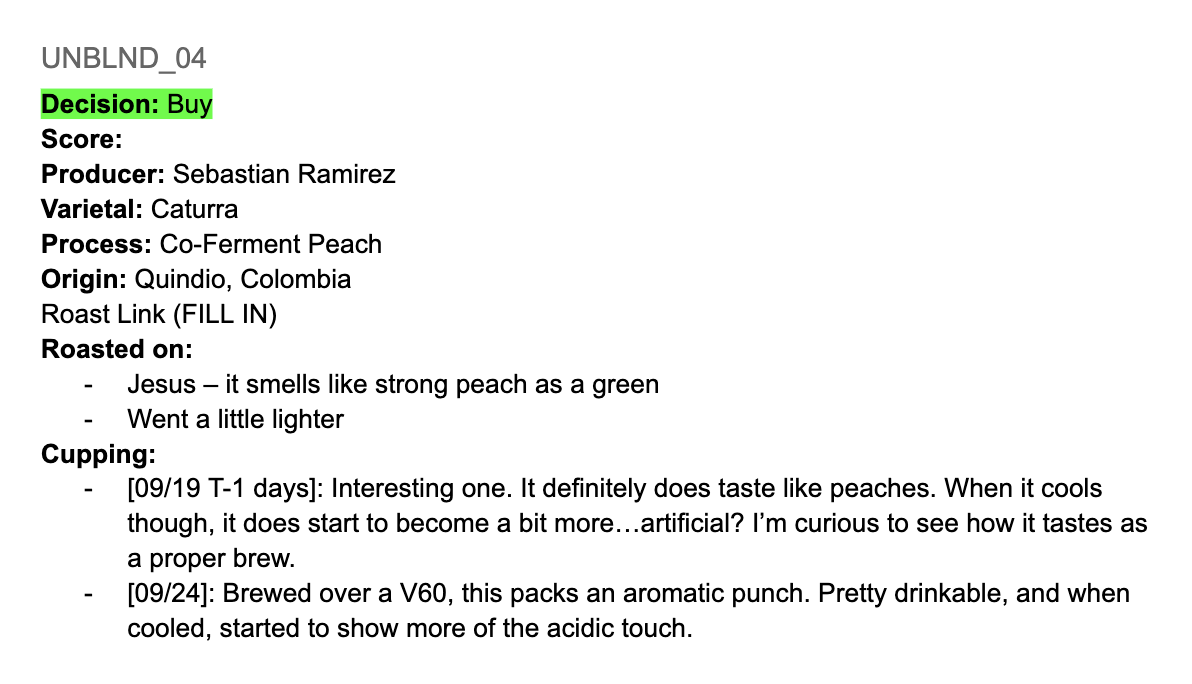 Peach Caturra tasting notes