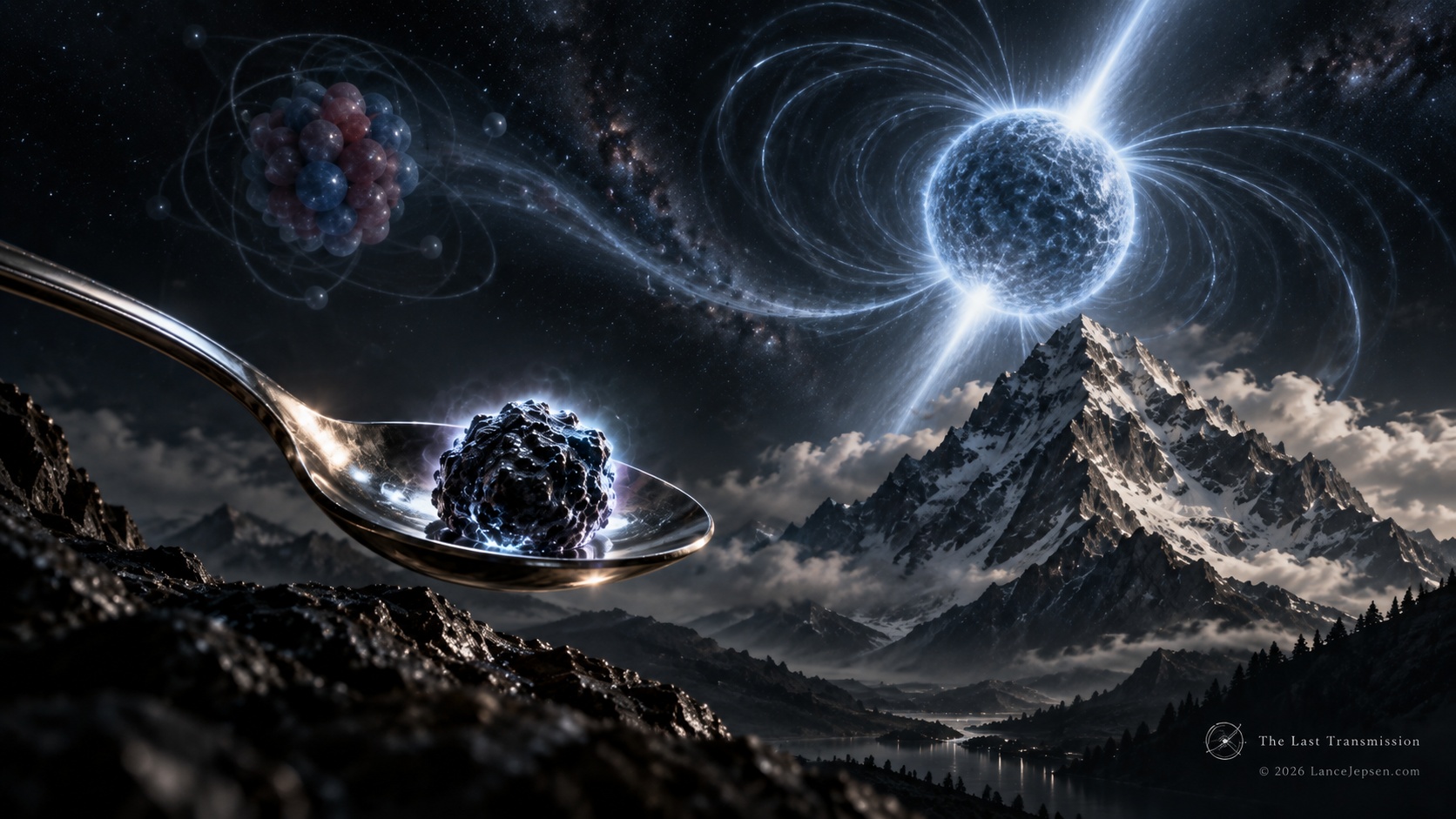 Conceptual comparison between an atomic nucleus and a dense neutron star