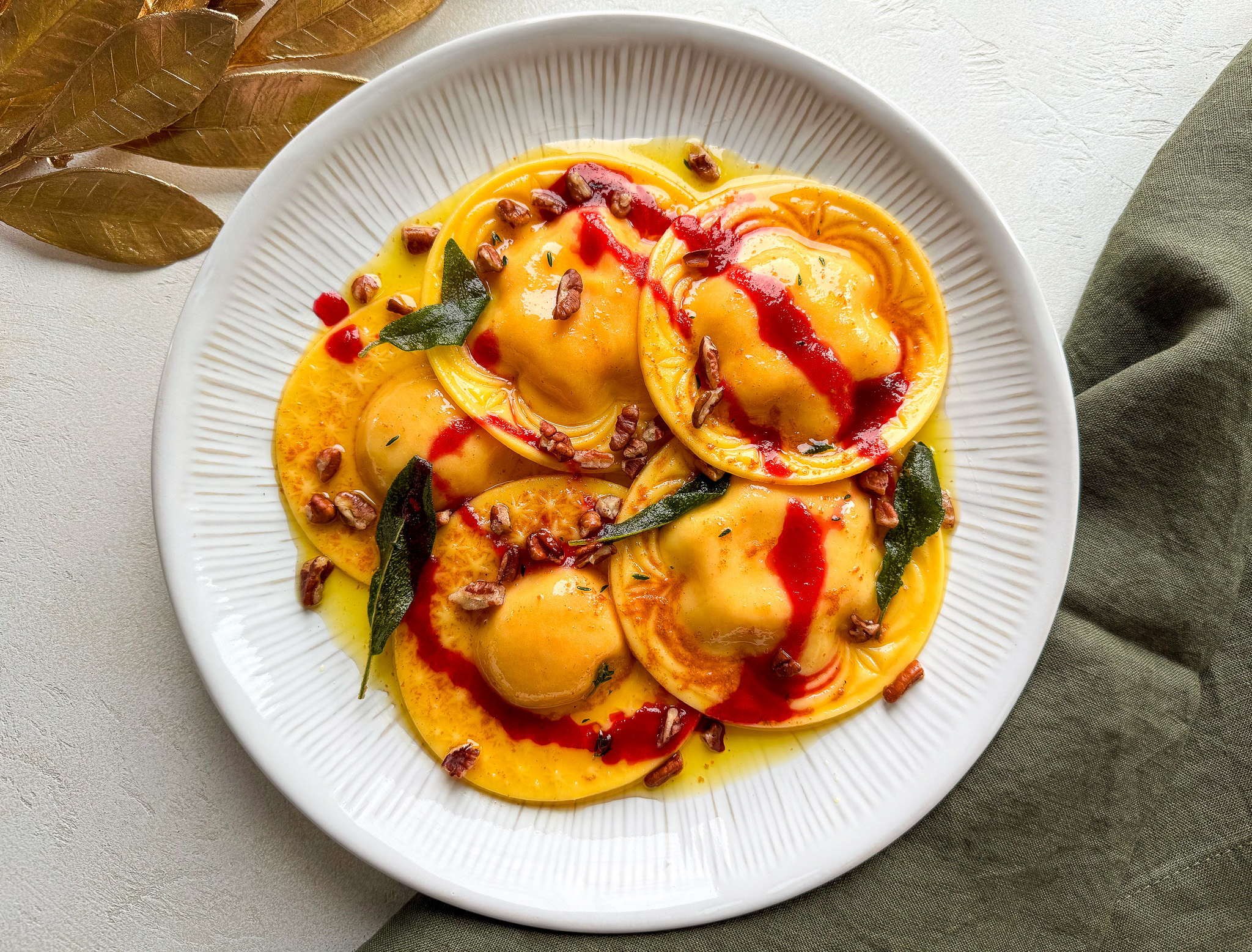 holiday-glam sweet potato ravioli - by Meryl Feinstein