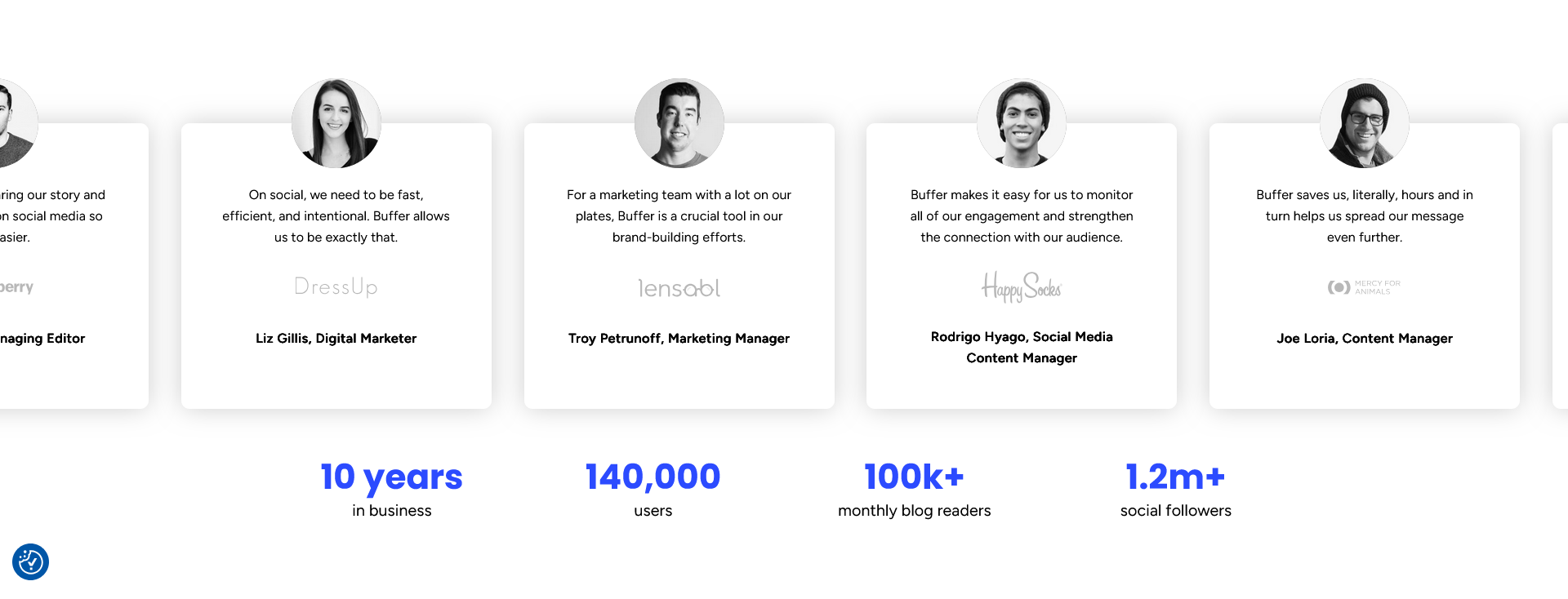 Buffer testimonals Buffer testimonals