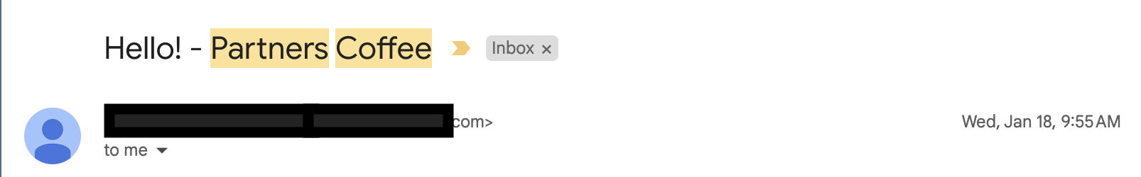 Initial email to Partners Coffee