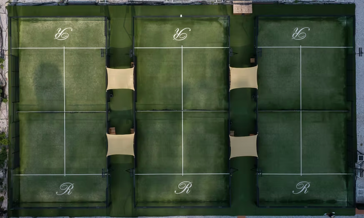 Three outdoor padel courts at Reserve Hudson Yards in New York City