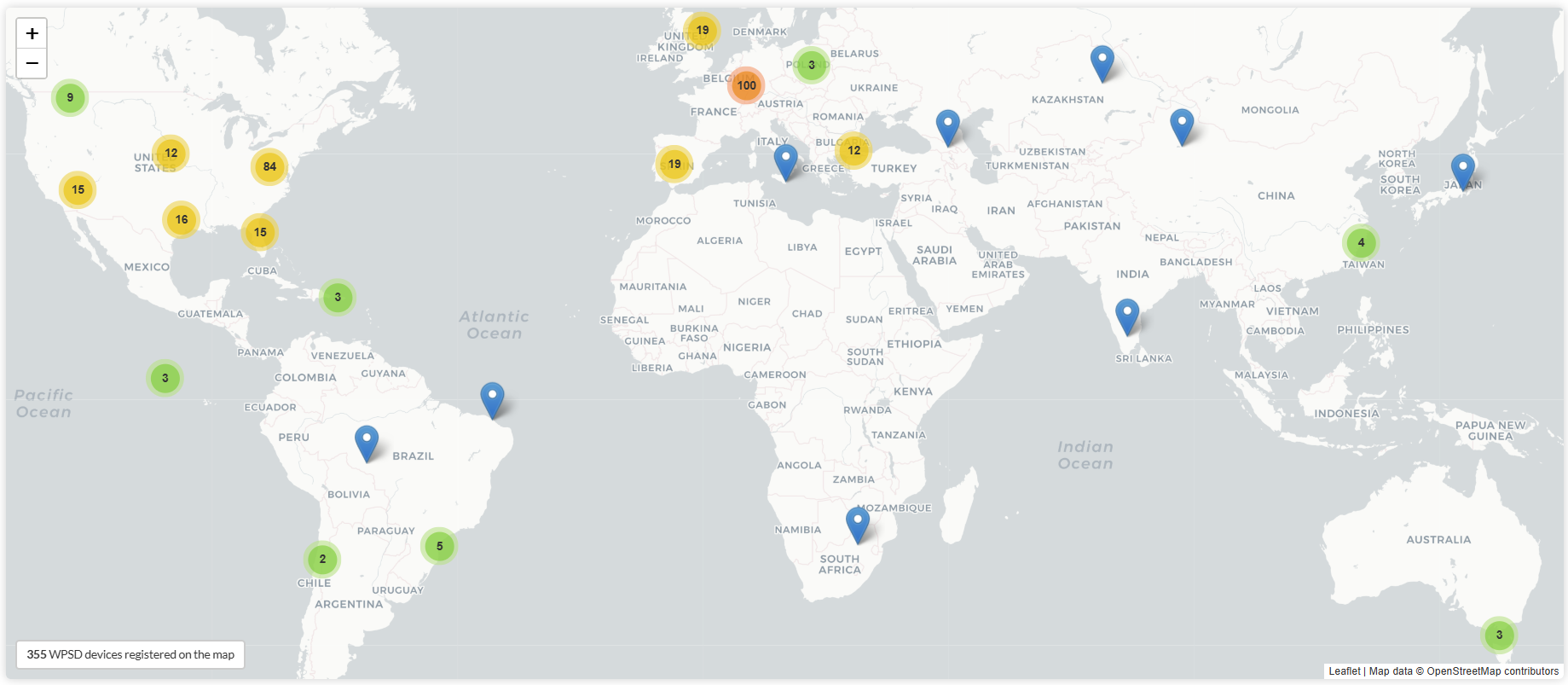 World map of WPSD users