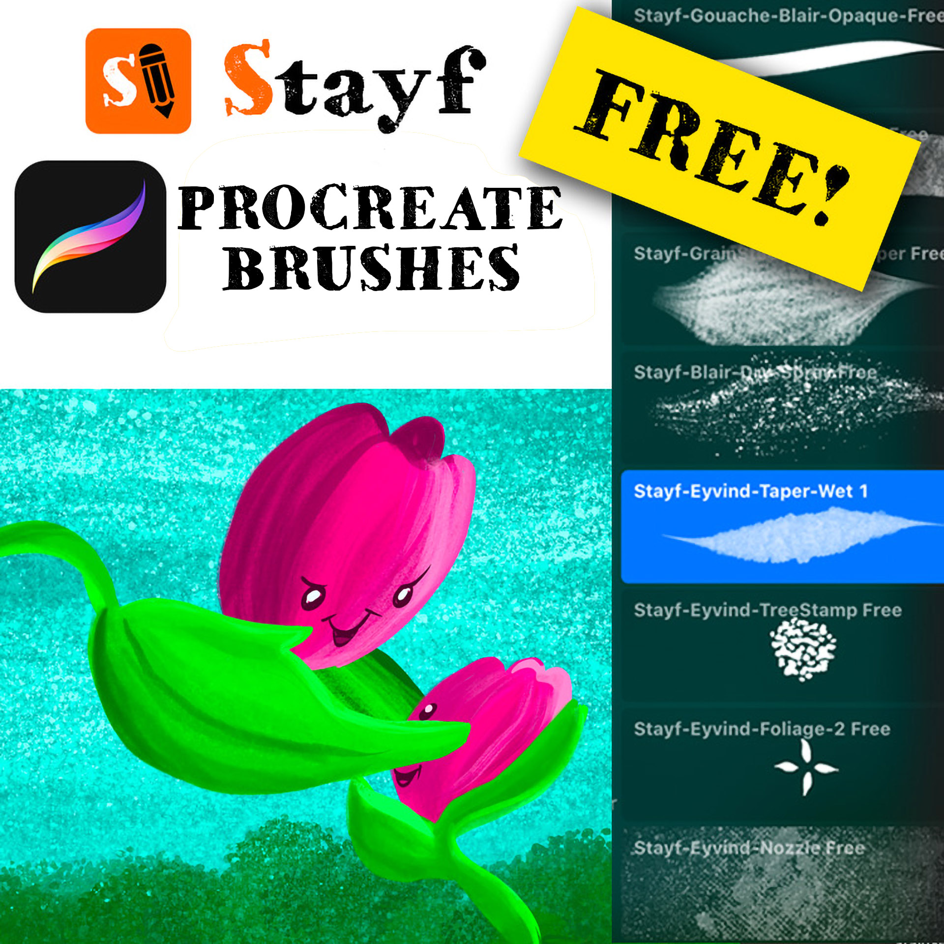 Free Custom Procreate Brushes - Stayf Draws