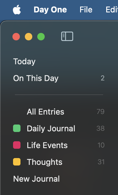 My Journals on the “Day One” app
