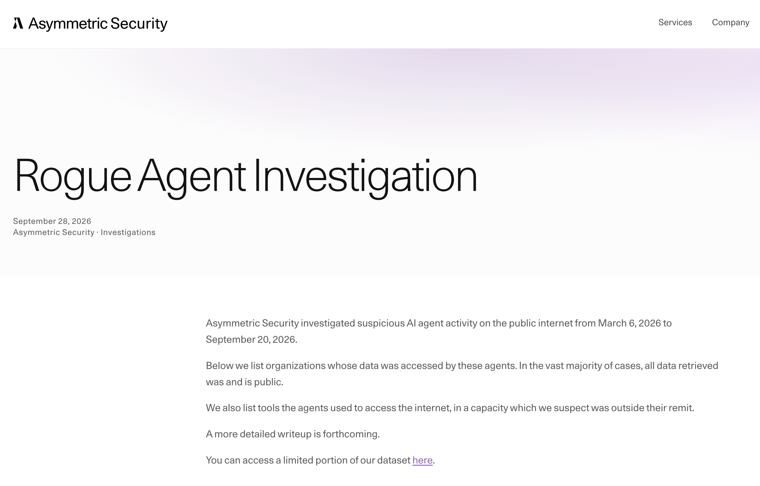 Asymmetric Security 追踪到的可疑智能体活动