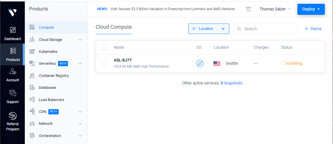 Installing Debian on Vultr server