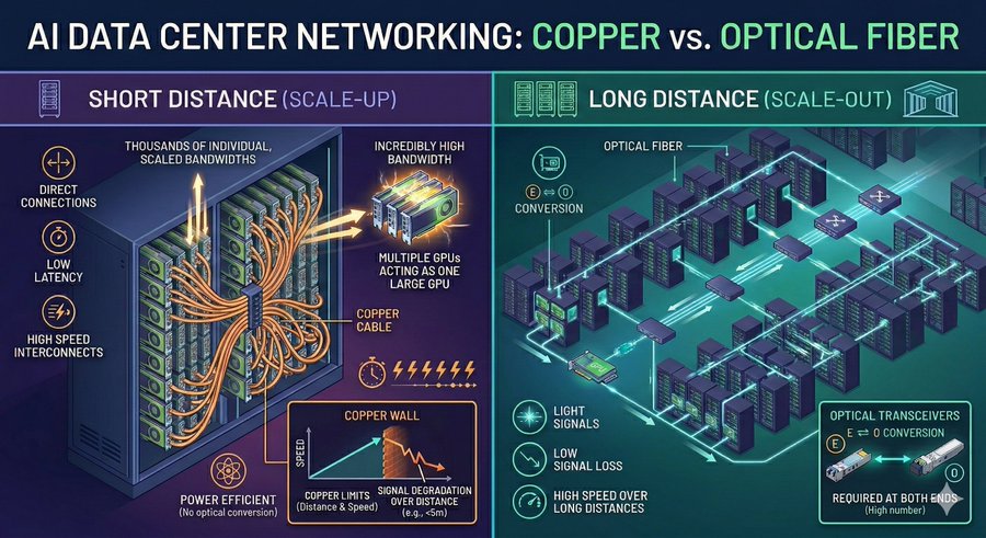 Figure 2: Copper's usable distance keeps shrinking as speeds rise — the "Copper Wall"