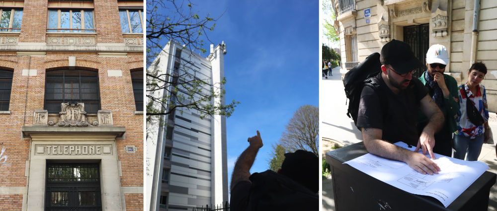 3 images : un vieu batiment marqué "TELEPHONE", un antenne 3g/4g/5g, et Gauthier avec un plan sur une armoire fibre dans la rue