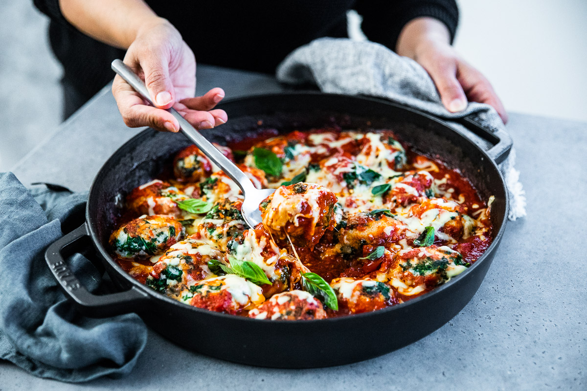 Kale Ricotta Gnocchi in House Italian Sauce by Sneh Roy