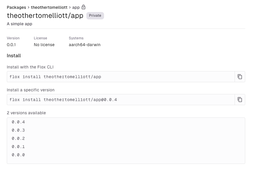 A private package in Flox Hub