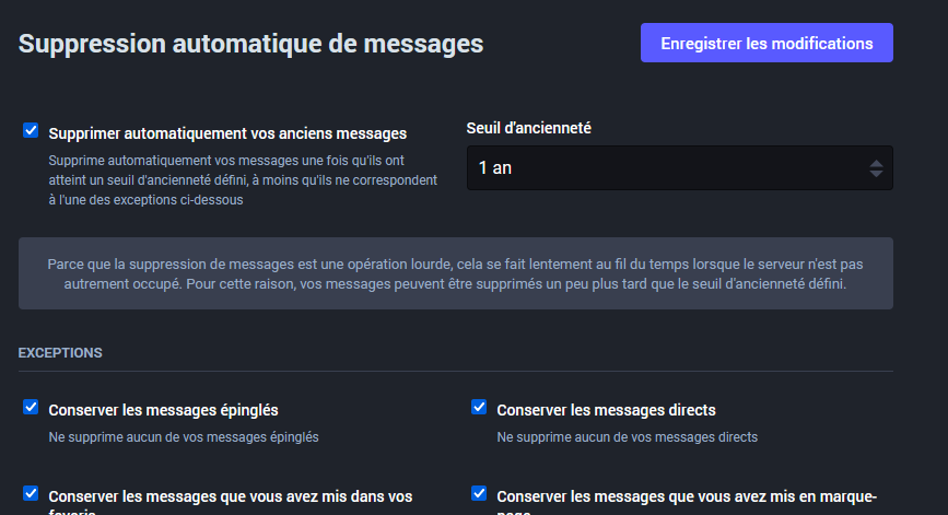 Paramètre de supression automatique de messages sur Mastodon