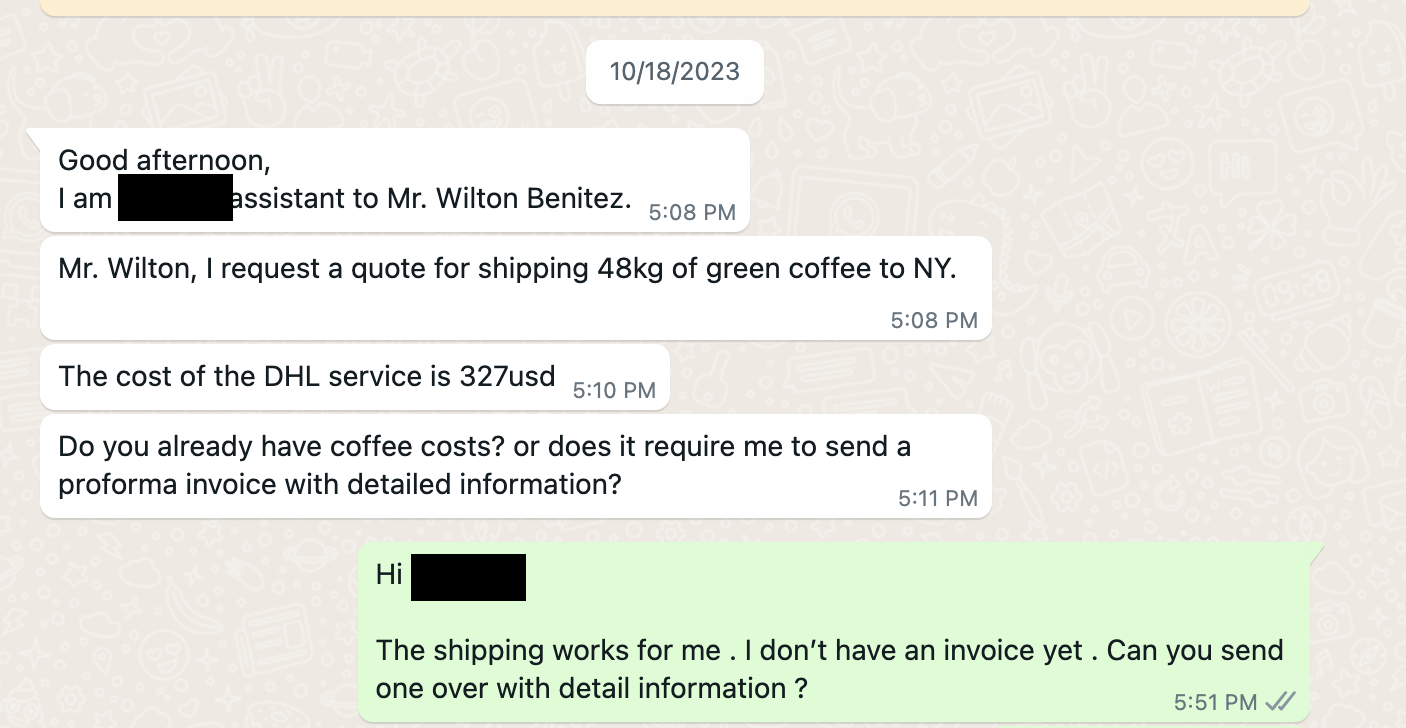 Direct trade conversation example