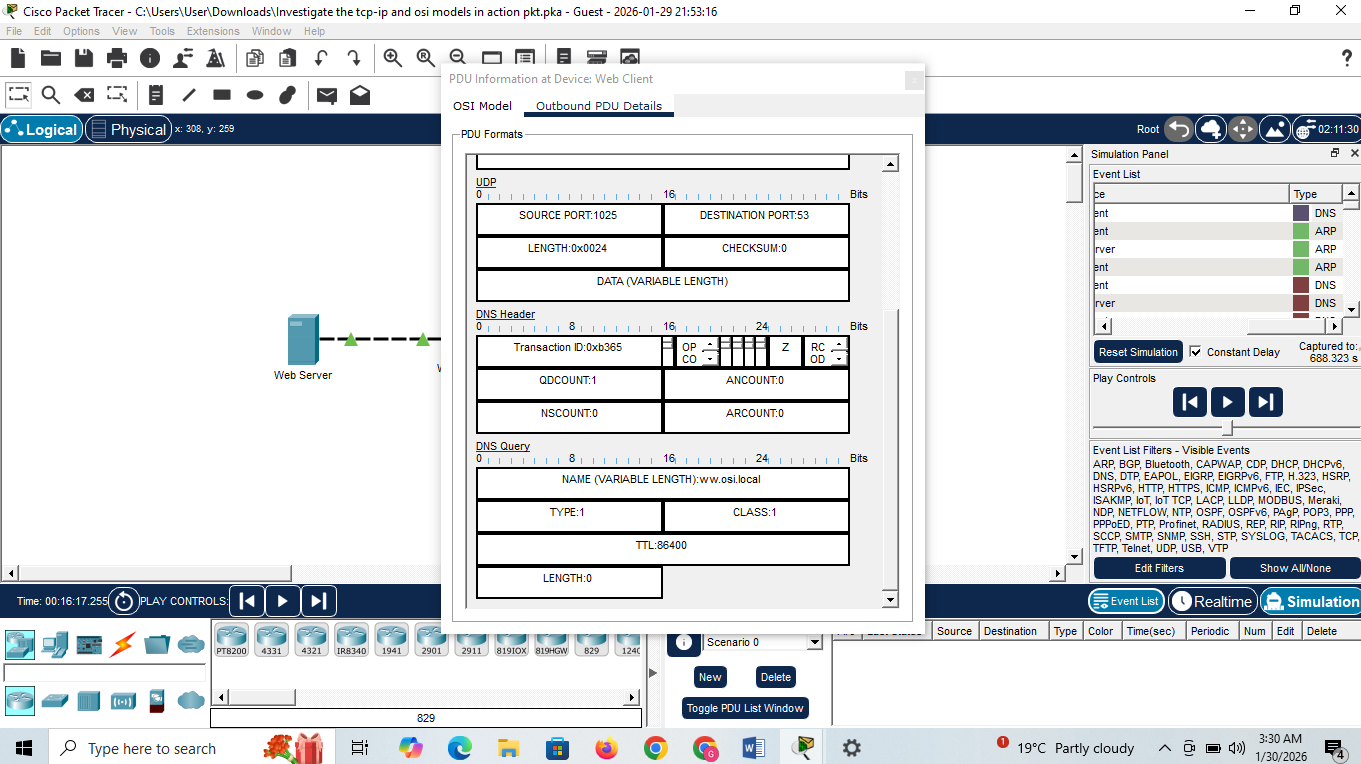 How to use Cisco Packet Tracer to Examine TCP/IP and OSI Models in Action
