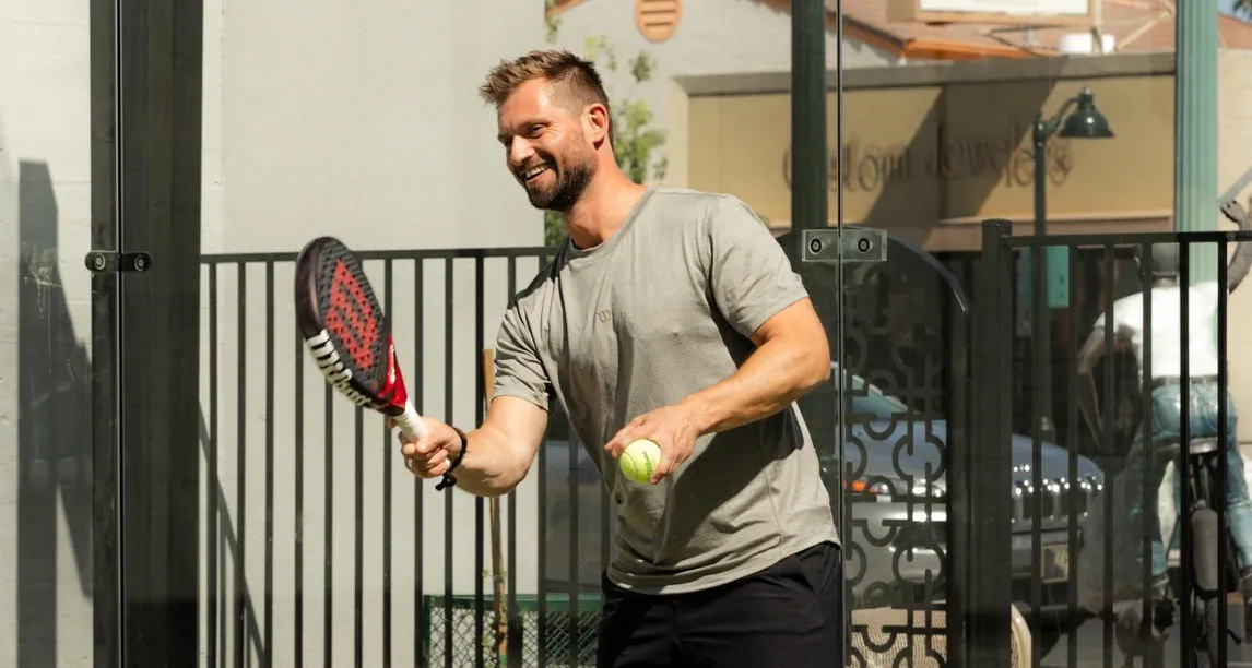 Rene Lewicki and Scott London playing padel