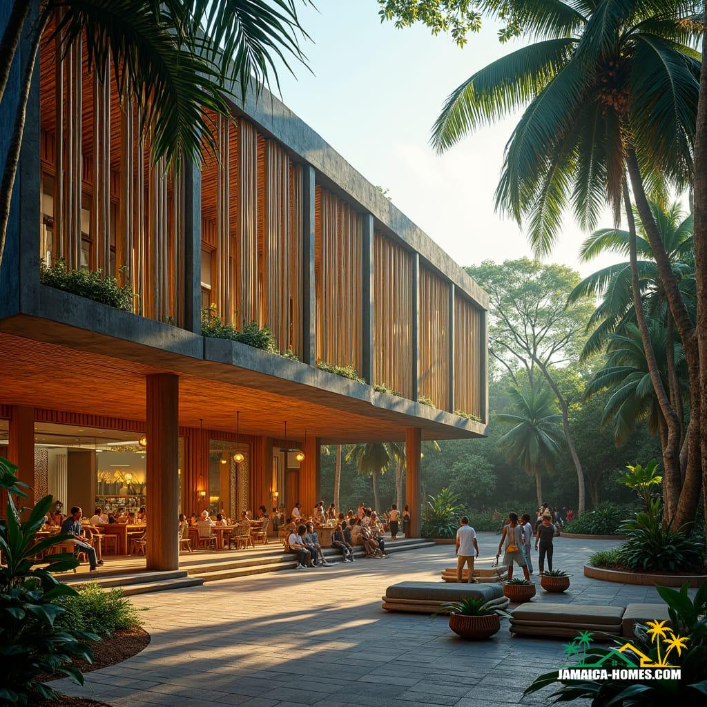 Design of a cultural arts center in Kingston, Jamaica, inspired by traditional Jamaican architecture with modern twists.