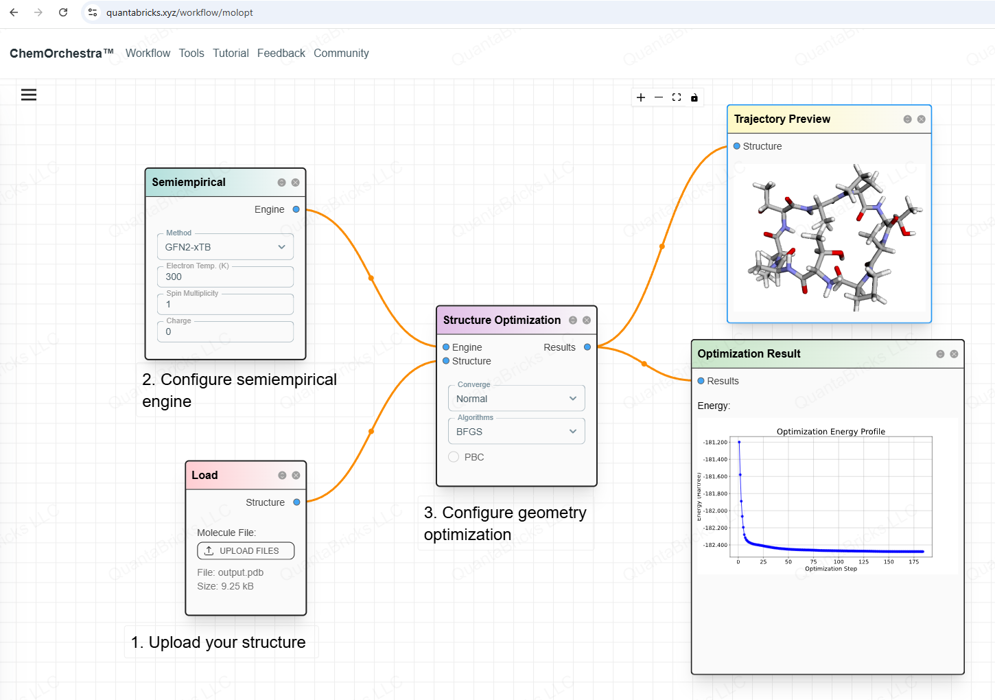 Geometry Optimization in a Workflow - QuantaBricks