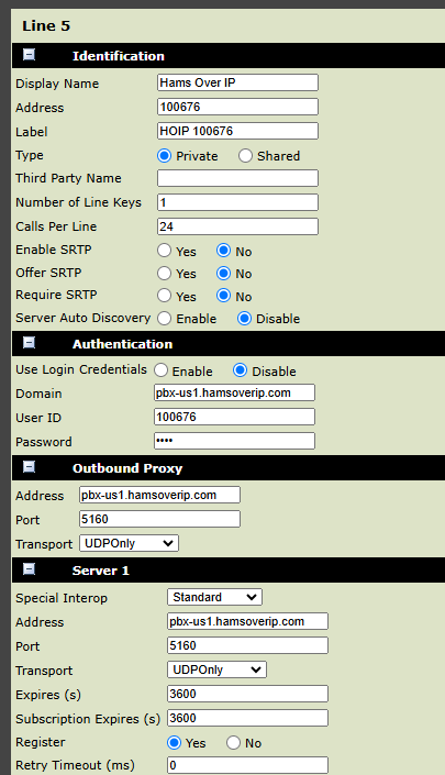 HOIP configuration on Polycom VVX 401