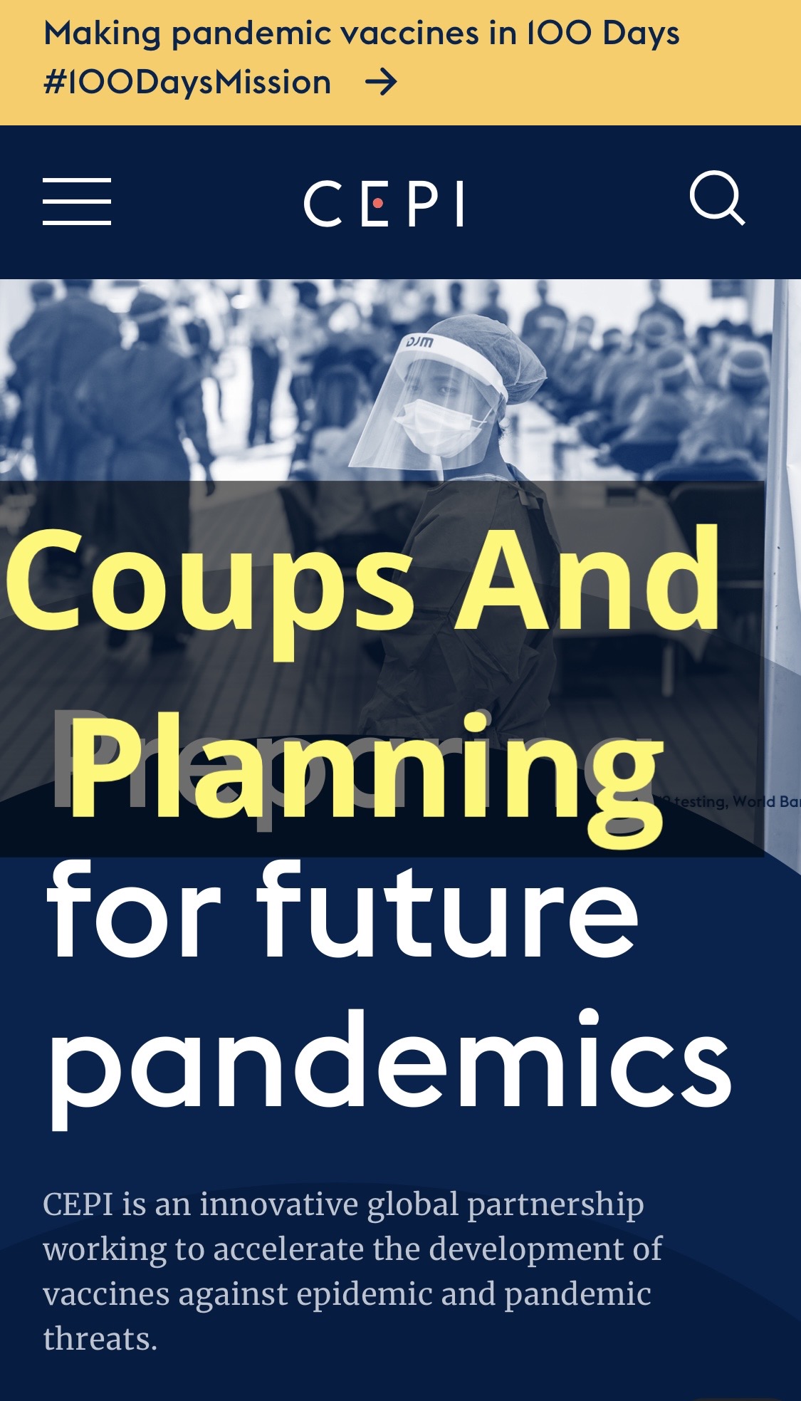 NATO, DARPA, WHO – Part Eight – Coup, Coup, Cachou – Coups By Epidemics And Planning – CEPI