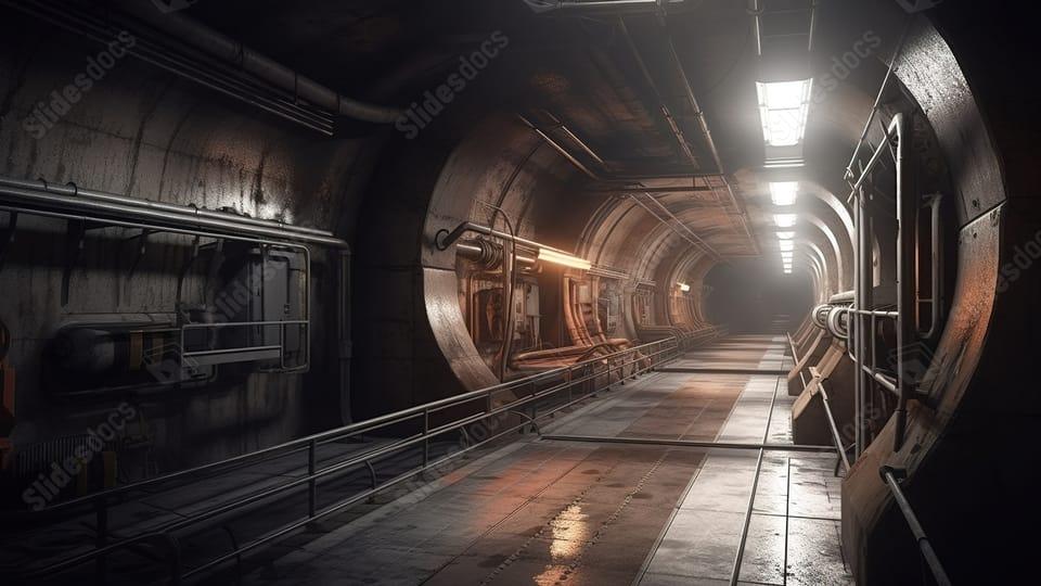 A tunnel with lights and a railing
AI-generated content may be incorrect.
