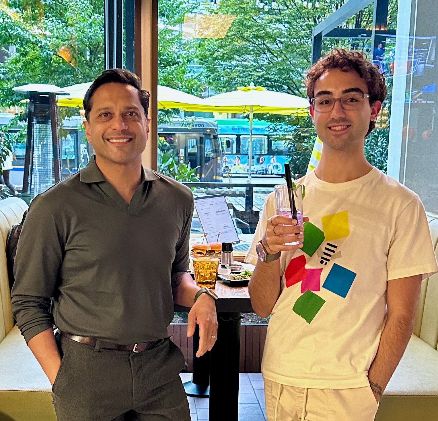 Diraj Goel (left), Founder & CEO of GetFresh Ventures, and Arvin Madhi (right), AI GTM Architect — Vancouver, BC.