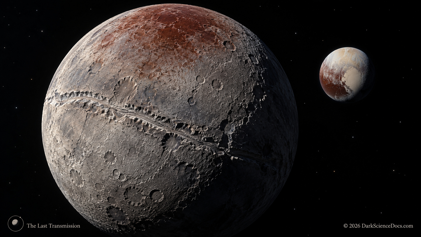 Concept artwork. Escaping material offers a possible explanation for Charon’s reddish polar region.