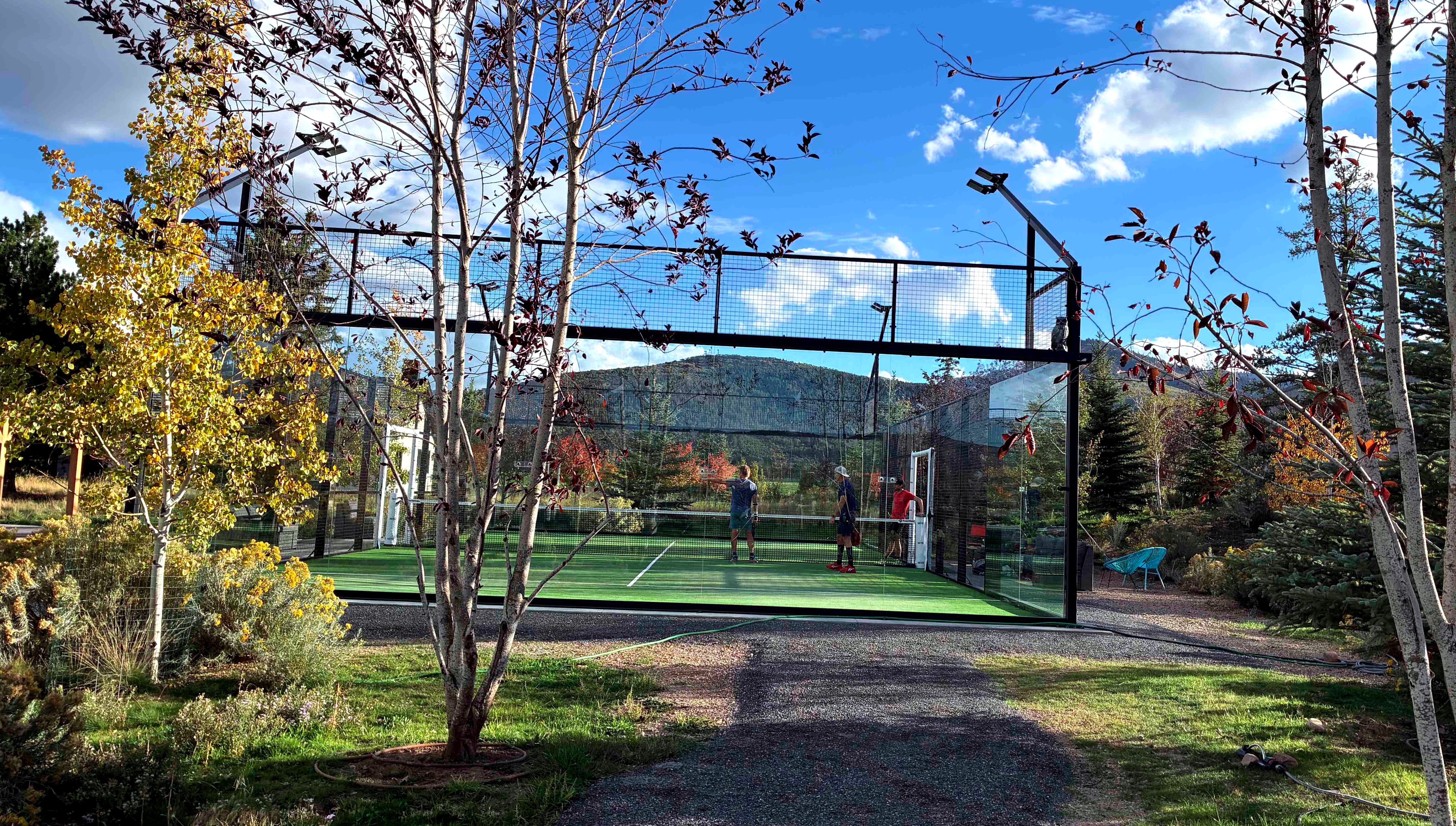 A private padel court in the mountains outside Park City, Utah