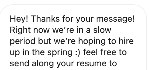 Email response about seasonality