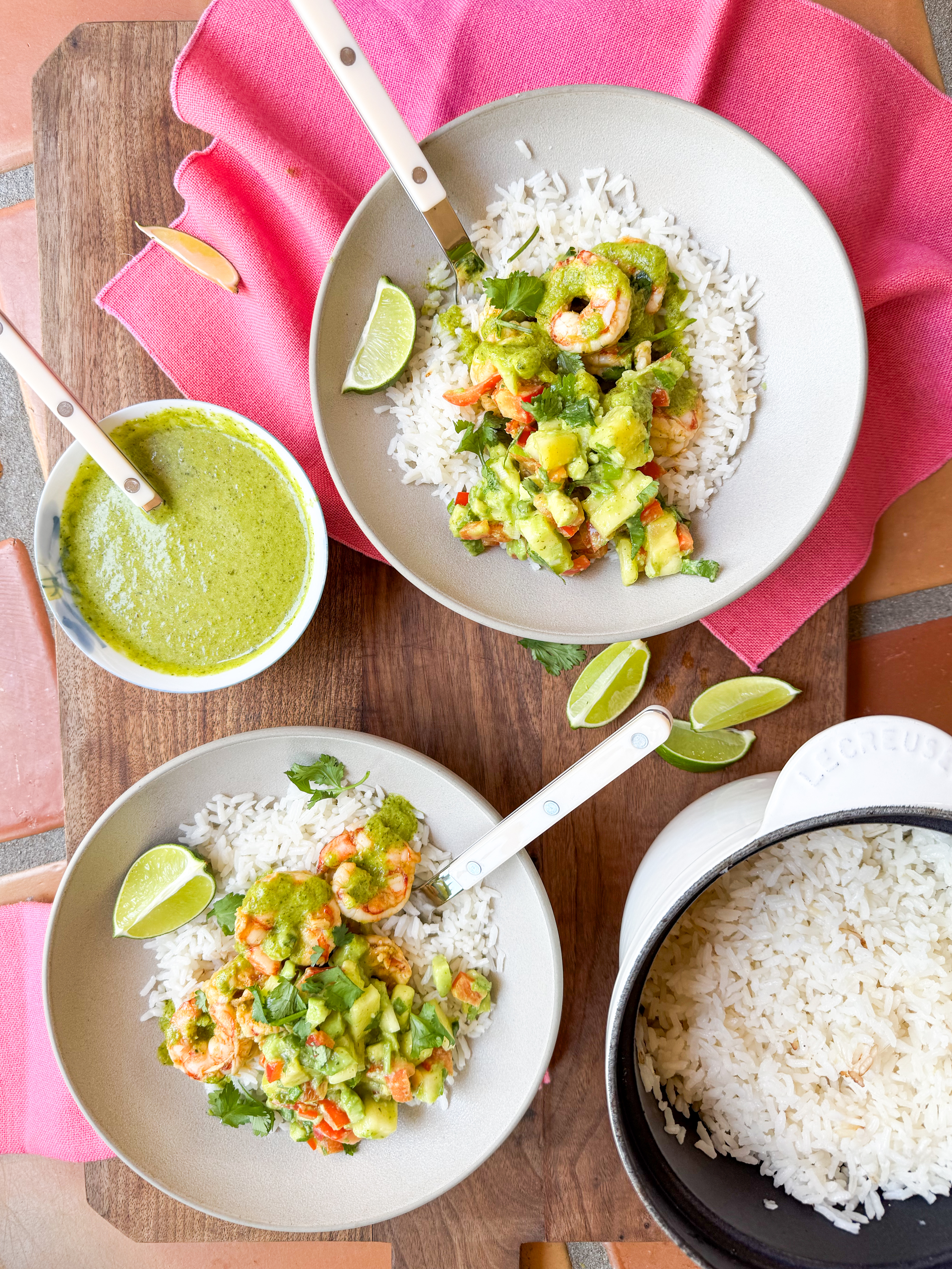 tropical shrimp (or chicken, salmon, or steak!!) bowls