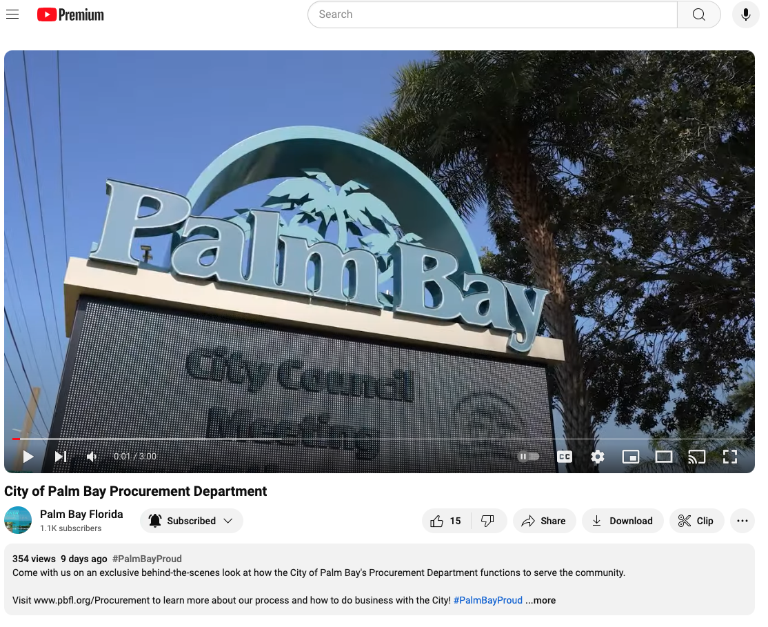 Image for article: Palm Bay City Council to Launch YouTube Live Streams