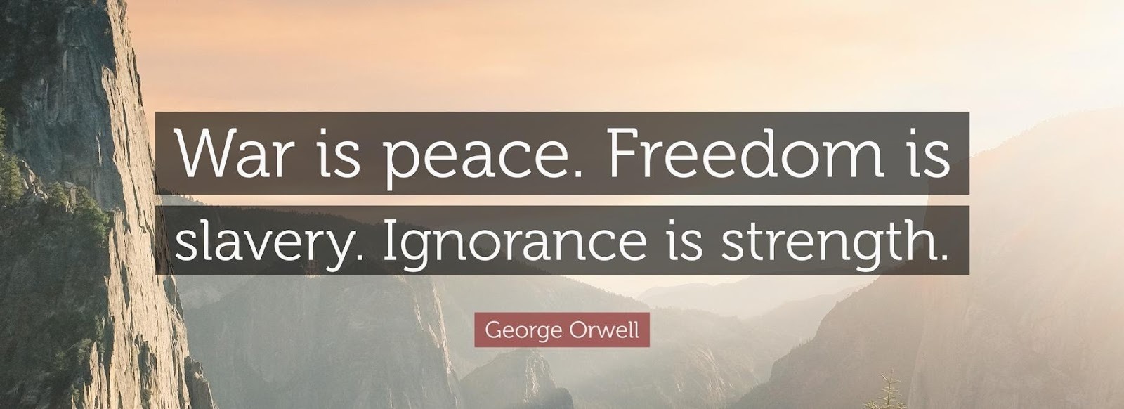 George Orwell Quote: “War is peace. Freedom is slavery. Ignorance is strength.” George Orwell Quote: “War is peace. Freedom is slavery. Ignorance is strength.”