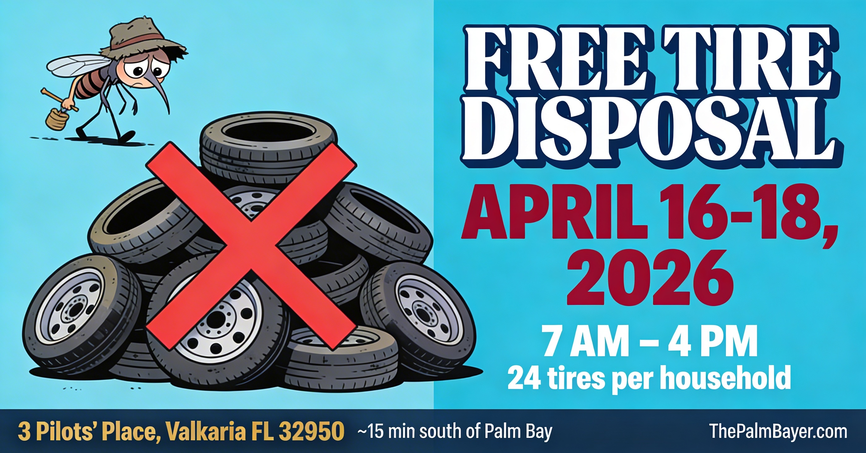 Image for article: Brevard County Is Taking Your Old Tires for Free This April. Here's What Palm Bay Residents Need to Know.